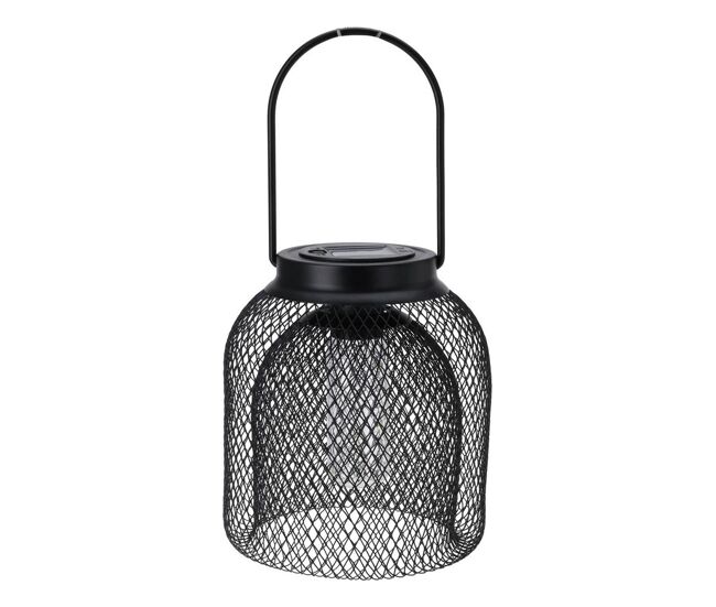 Well home - literna solar de malla metálica en color negro de 15,5 x 21 cm