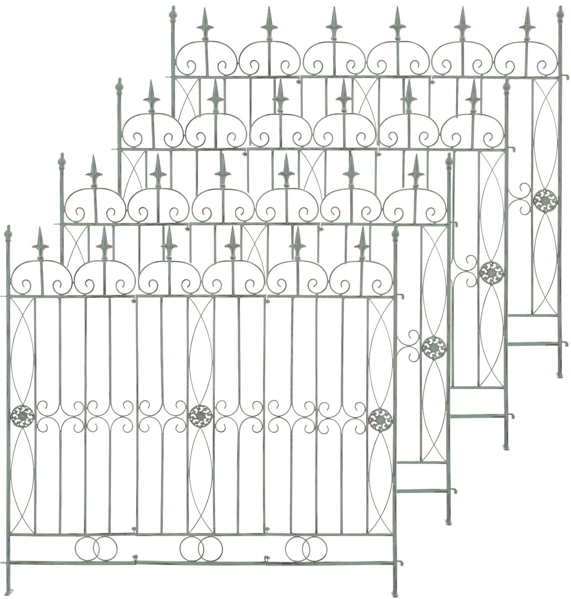 Set de 4 vallas de jardín mangold metal verde antiguo 1x124x116 cm