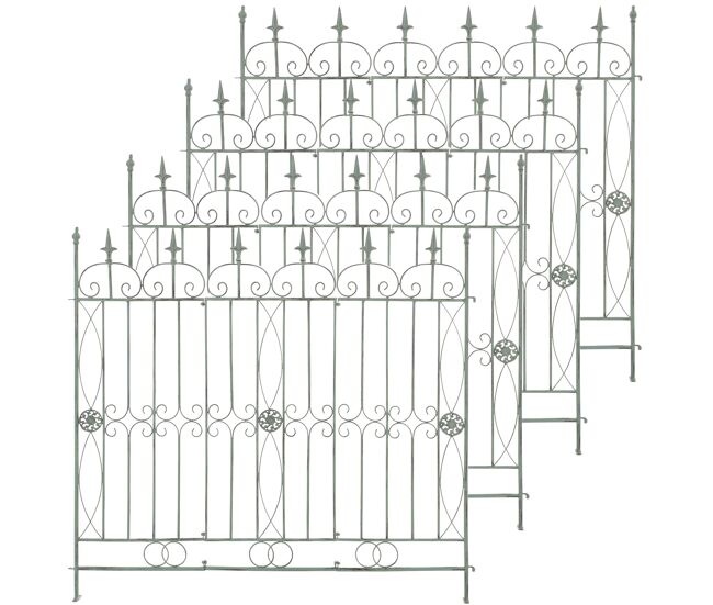 Set de 4 vallas de jardín mangold metal verde antiguo 1x124x116 cm