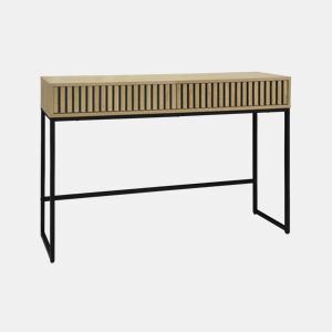 Consola contemporânea efeito de madeira e metal, 120cm, Lisbonne, Natural, 30x120x77 cm