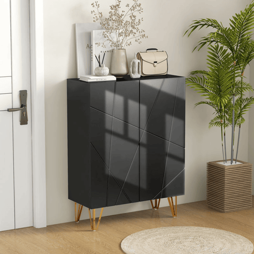 HOMCOM Móvel Sapateira de Entrada Armário Sapateira com Prateleiras Ajustáveis para 15-20 Pares de Sapatos para Corredor Entrada 72x31,5x95 cm Preto