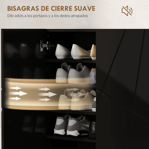HOMCOM Móvel Sapateira de Entrada Armário Sapateira com Prateleiras Ajustáveis para 15-20 Pares de Sapatos para Corredor Entrada 72x31,5x95 cm Preto