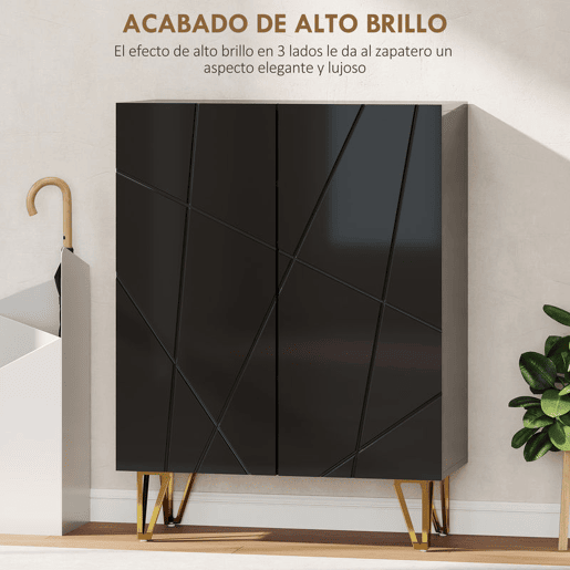 HOMCOM Móvel Sapateira de Entrada Armário Sapateira com Prateleiras Ajustáveis para 15-20 Pares de Sapatos para Corredor Entrada 72x31,5x95 cm Preto