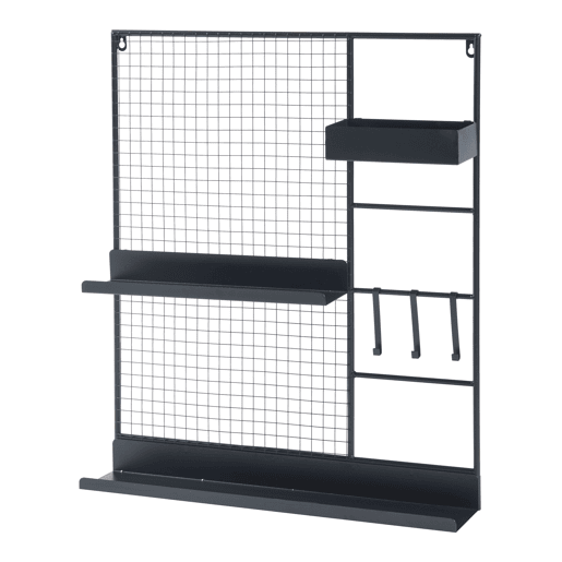 Painel de grelha Westre com prateleiras metálicas 70x60x11cm - Preto en.casa