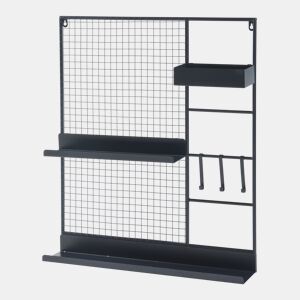 Painel de grelha Westre com prateleiras metálicas 70x60x11cm - Preto en.casa