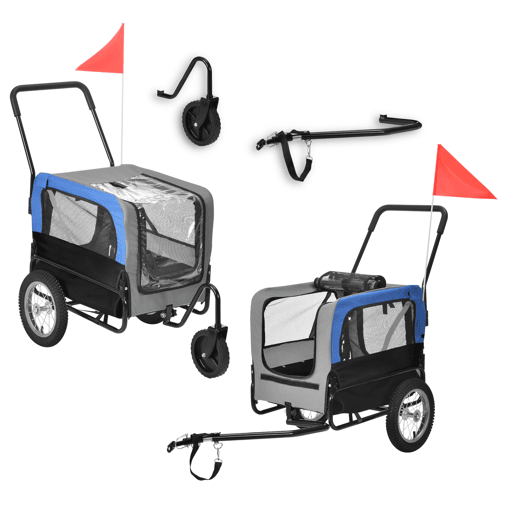 Atrelado para bicicletas para animais de estimação 143 x 67 x 96 cm até 20 kg Azul Cinzento Preto pro.tec