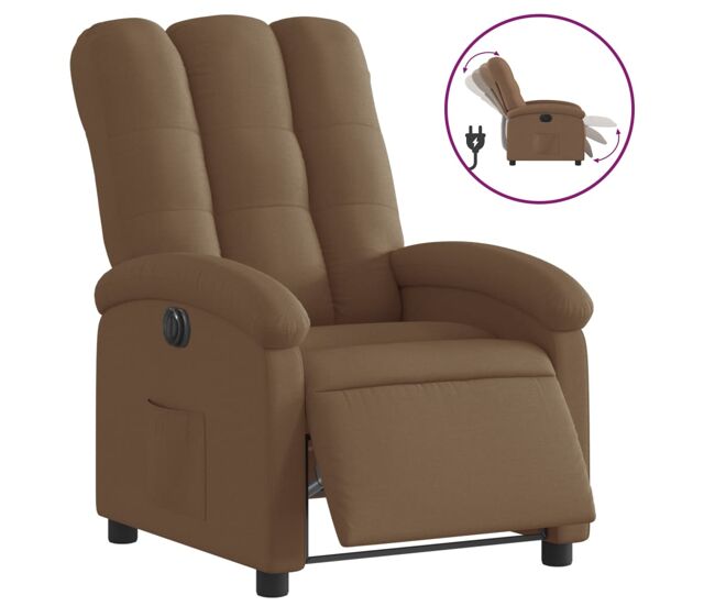 Vidaxl sillón reclinable eléctrico de tela marrón