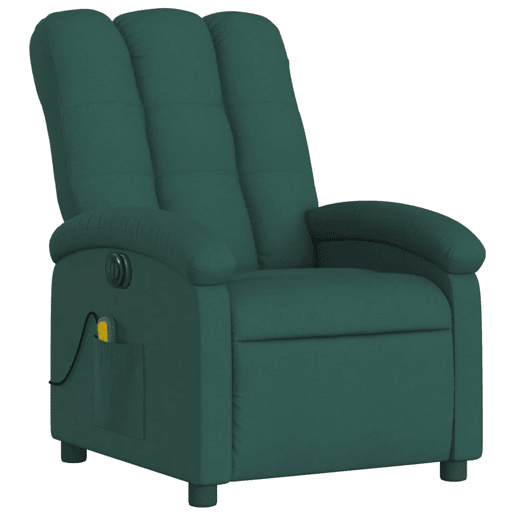 vidaXL Poltrona reclinável de massagens elétrica tecido verde-escuro vidaXL Poltrona reclinável de massagens elétrica tecido verde-escuro