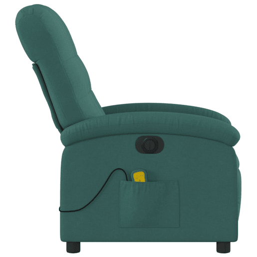 vidaXL Poltrona reclinável de massagens elétrica tecido verde-escuro vidaXL Poltrona reclinável de massagens elétrica tecido verde-escuro