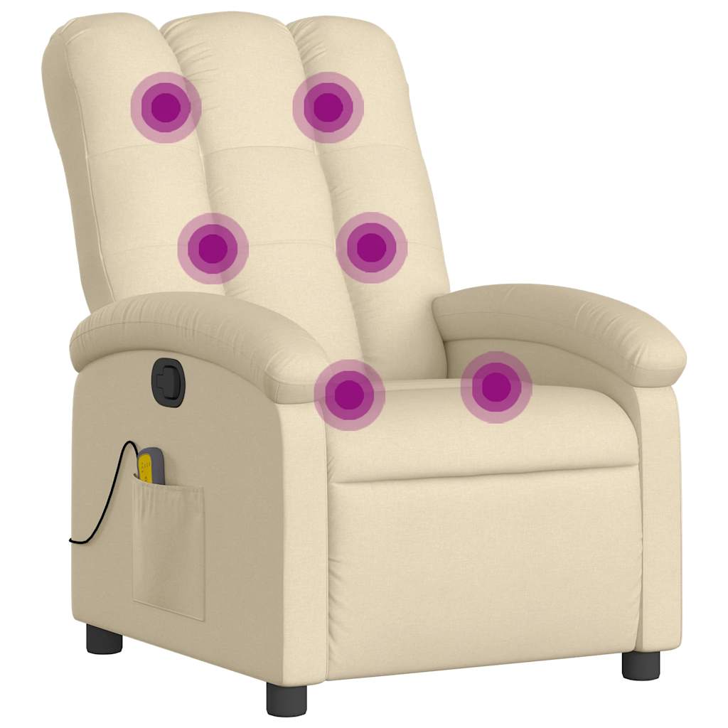 Vidaxl sillón de masaje reclinable de tela crema
