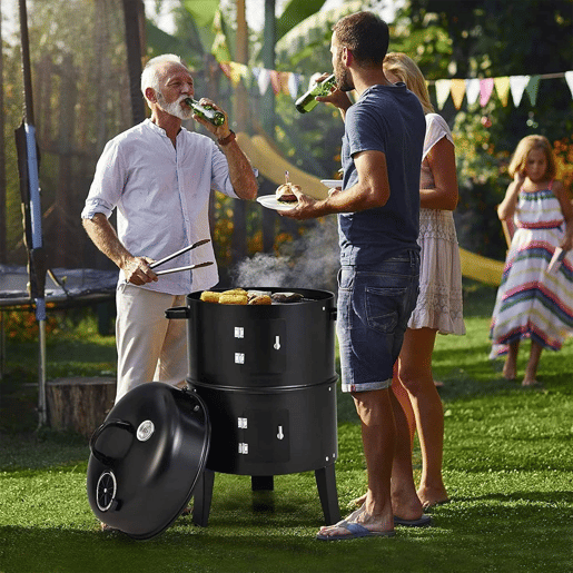 WELL HOME - Fumador de Churrasco com 2 Grelhadores e Termômetro