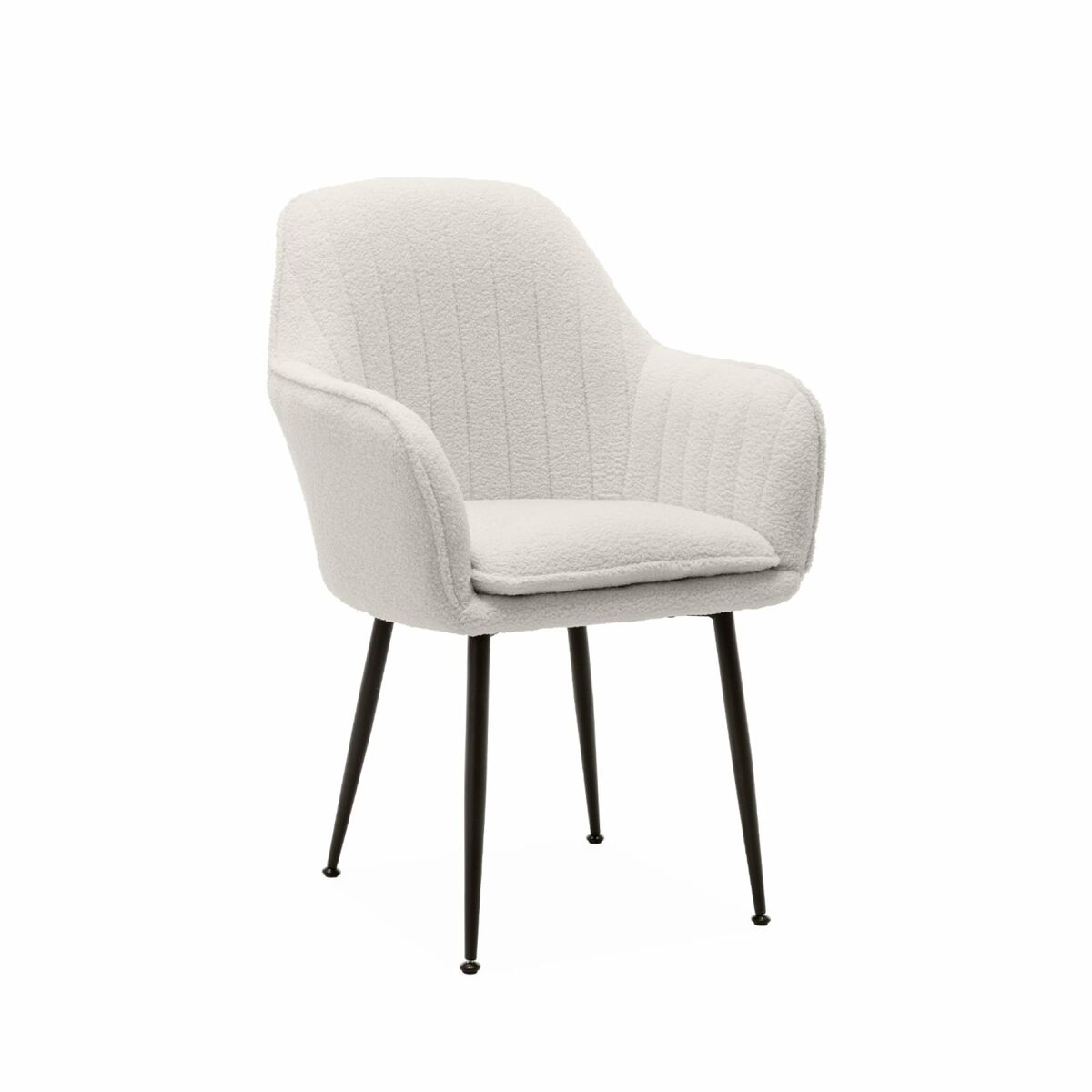Sillón en borreguito con patas de metal, shella borreguito, borreguito blanco, 57x59x84.5 cm