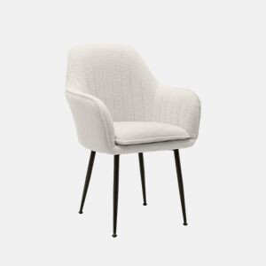 Cadeirão encaracolado com pernas de metal, Shella boucle, Boucle branco, 57x59x84.5 cm