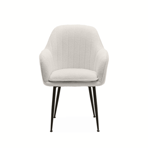 Cadeirão encaracolado com pernas de metal, Shella boucle, Boucle branco, 57x59x84.5 cm