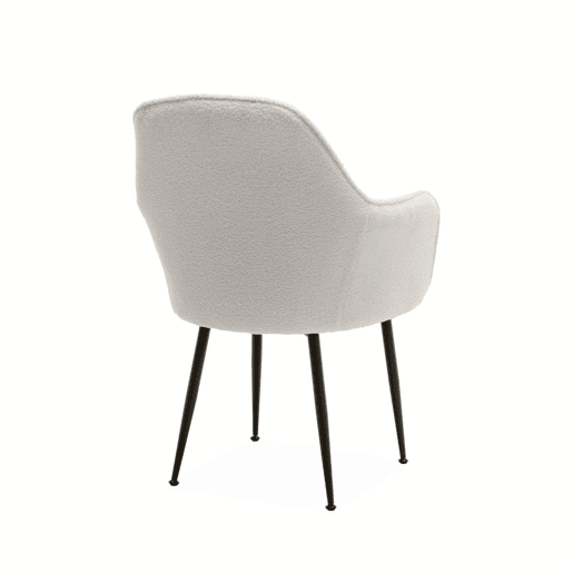 Cadeirão encaracolado com pernas de metal, Shella boucle, Boucle branco, 57x59x84.5 cm