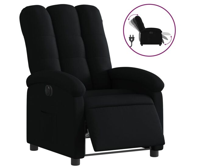 Vidaxl sillón reclinable eléctrico de tela negro