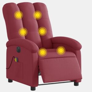 vidaXL Poltrona reclinável de massagens elétrica tecido vermelho tinto