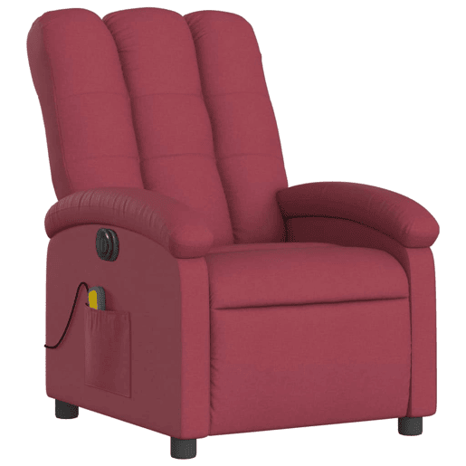 vidaXL Poltrona reclinável de massagens elétrica tecido vermelho tinto vidaXL Poltrona reclinável de massagens elétrica tecido vermelho tinto