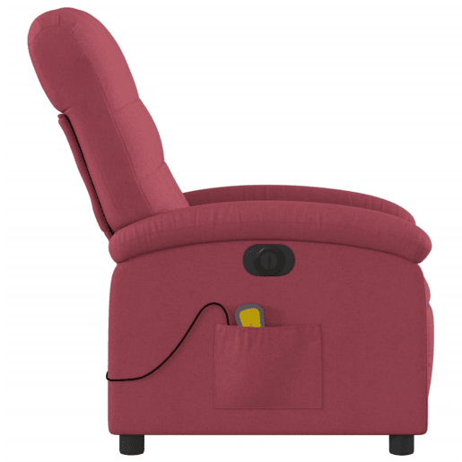 vidaXL Poltrona reclinável de massagens elétrica tecido vermelho tinto vidaXL Poltrona reclinável de massagens elétrica tecido vermelho tinto