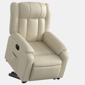 vidaXL Poltrona reclinável elevatória elétrica couro artificial creme