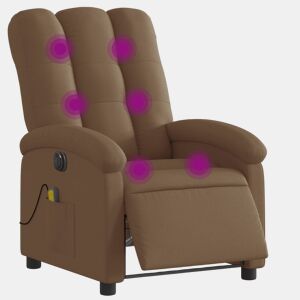 vidaXL Poltrona de massagens reclinável elétrica tecido castanho