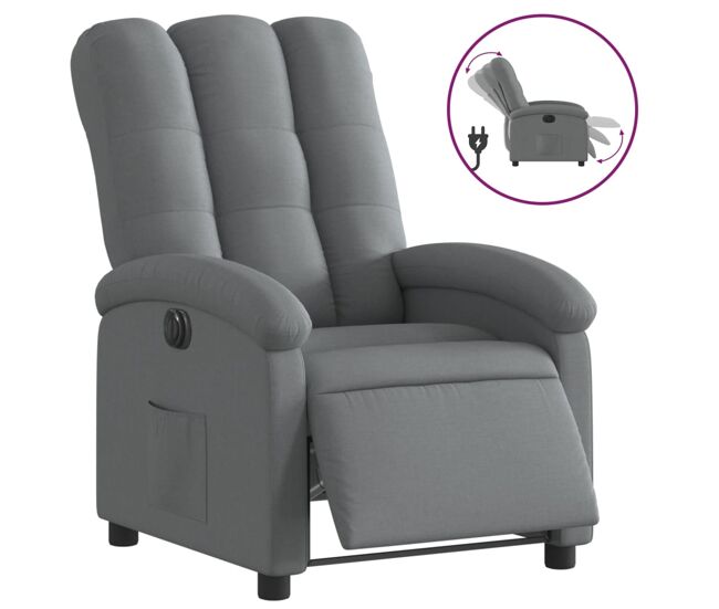 Vidaxl sillón reclinable eléctrico de tela gris oscuro