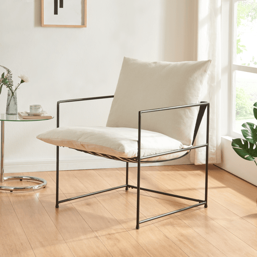 Poltrona Utsjoki com almofada lavável 90x61x70cm - PretoBege en.casa