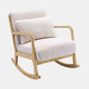 Cadeira de baloiço escandinava com caracóis, Lorens boucle, Branco, 65x80x81.5 cm
