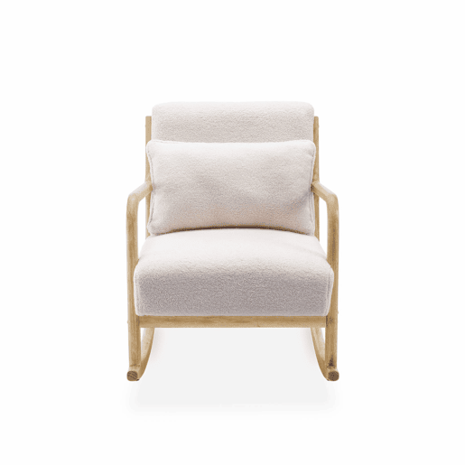 Cadeira de baloiço escandinava com caracóis, Lorens boucle, Branco, 65x80x81.5 cm