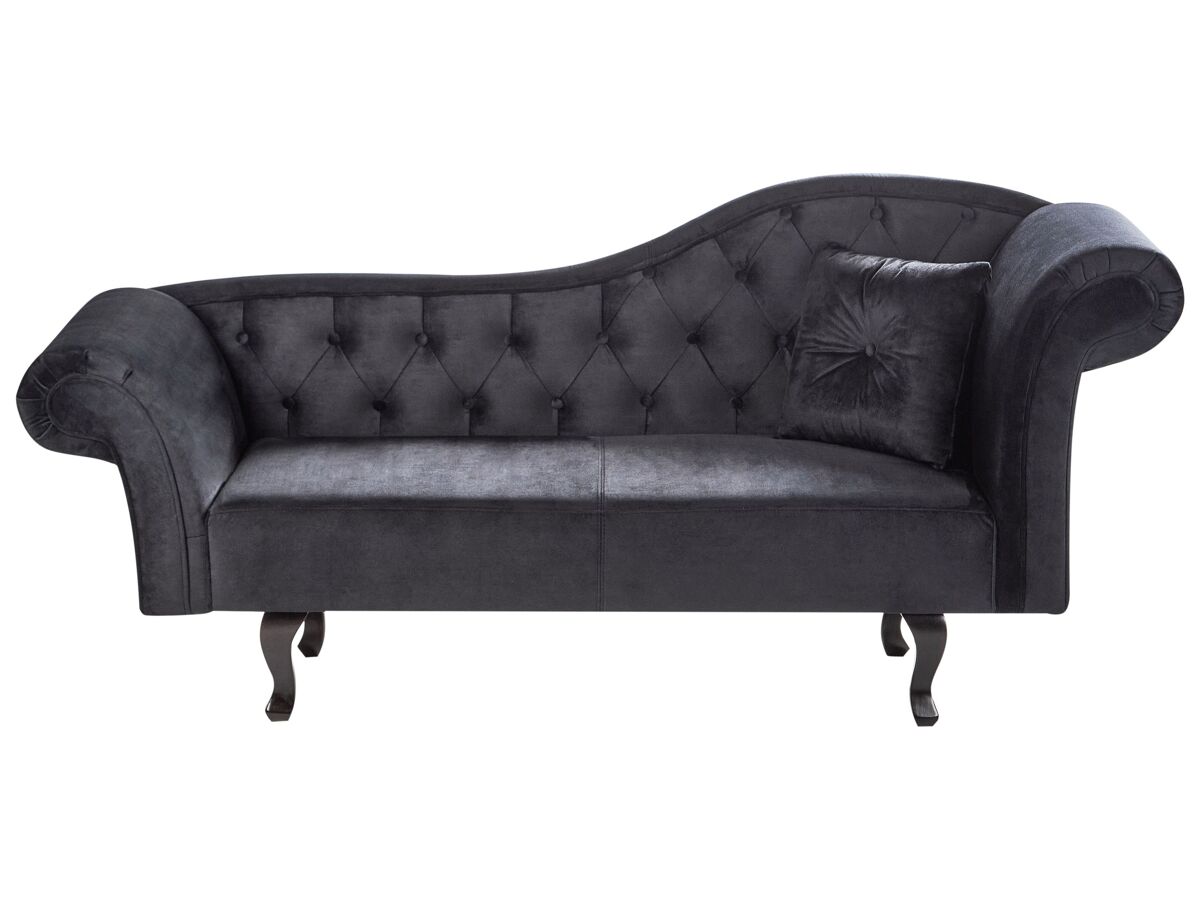 Beliani Chaise longue derecho Terciopelo LATTES Negro