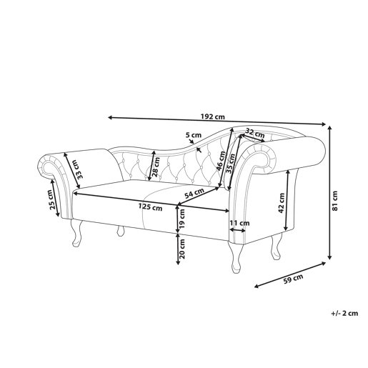 Beliani Chaise longue à direita Veludo LATTES