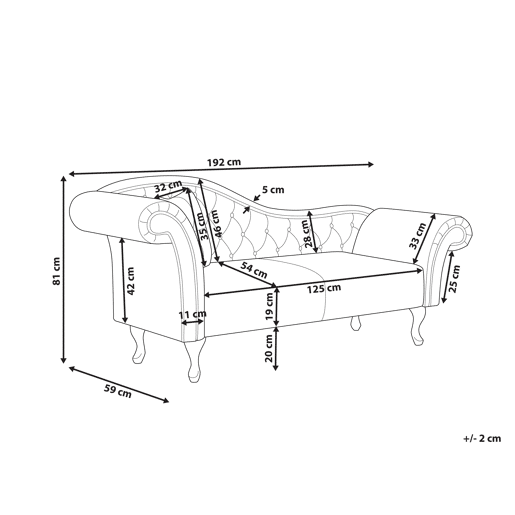 Beliani Chaise longue à esquerda Veludo LATTES