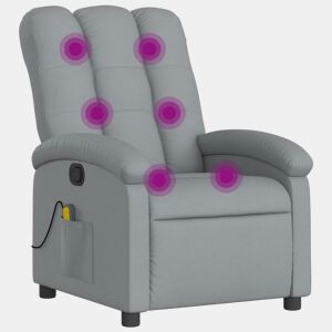 vidaXL Poltrona de massagens reclinável tecido cinzento-claro