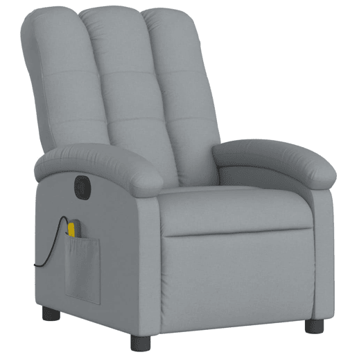 vidaXL Poltrona de massagens reclinável tecido cinzento-claro vidaXL Poltrona de massagens reclinável tecido cinzento-claro