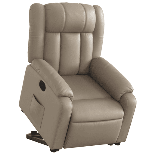 vidaXL Poltrona reclinável elevatória couro artificial cor cappuccino vidaXL Poltrona reclinável elevatória couro artificial cor cappuccino