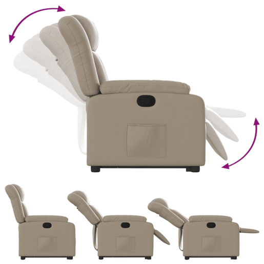 vidaXL Poltrona reclinável elevatória couro artificial cor cappuccino vidaXL Poltrona reclinável elevatória couro artificial cor cappuccino