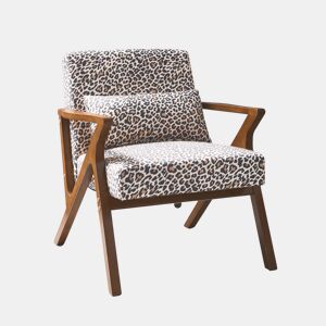 Cadeirão escandinavo em madeira de hevea e estampado de leopardo, Antoine leopardo, Leopardo, 70.5x75x81 cm