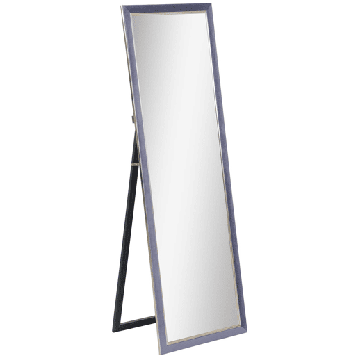 HOMCOM Espelho de Pé 50x150 cm Espelho de Corpo Inteiro com Estrutura em Veludo e Suporte para Sala de Estar Dormitório Cinza