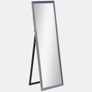 HOMCOM Espelho de Pé 50x150 cm Espelho de Corpo Inteiro com Estrutura em Veludo e Suporte para Sala de Estar Dormitório Cinza
