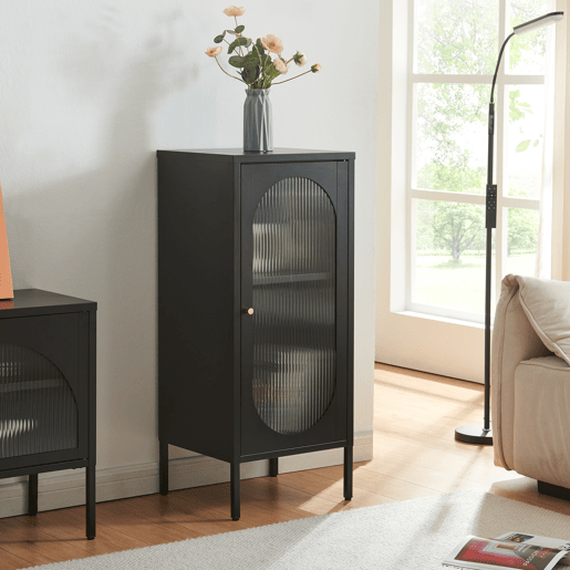 Aparador Karlskrona açovidro 60x42,5x40 cm - Preto mate en.casa