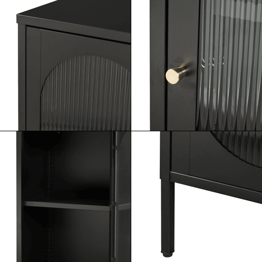 Aparador Karlskrona açovidro 60x42,5x40 cm - Preto mate en.casa