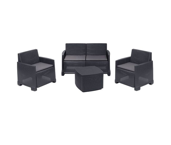 Well home - juego de jardín completo con mesa + 2 sillas + banco