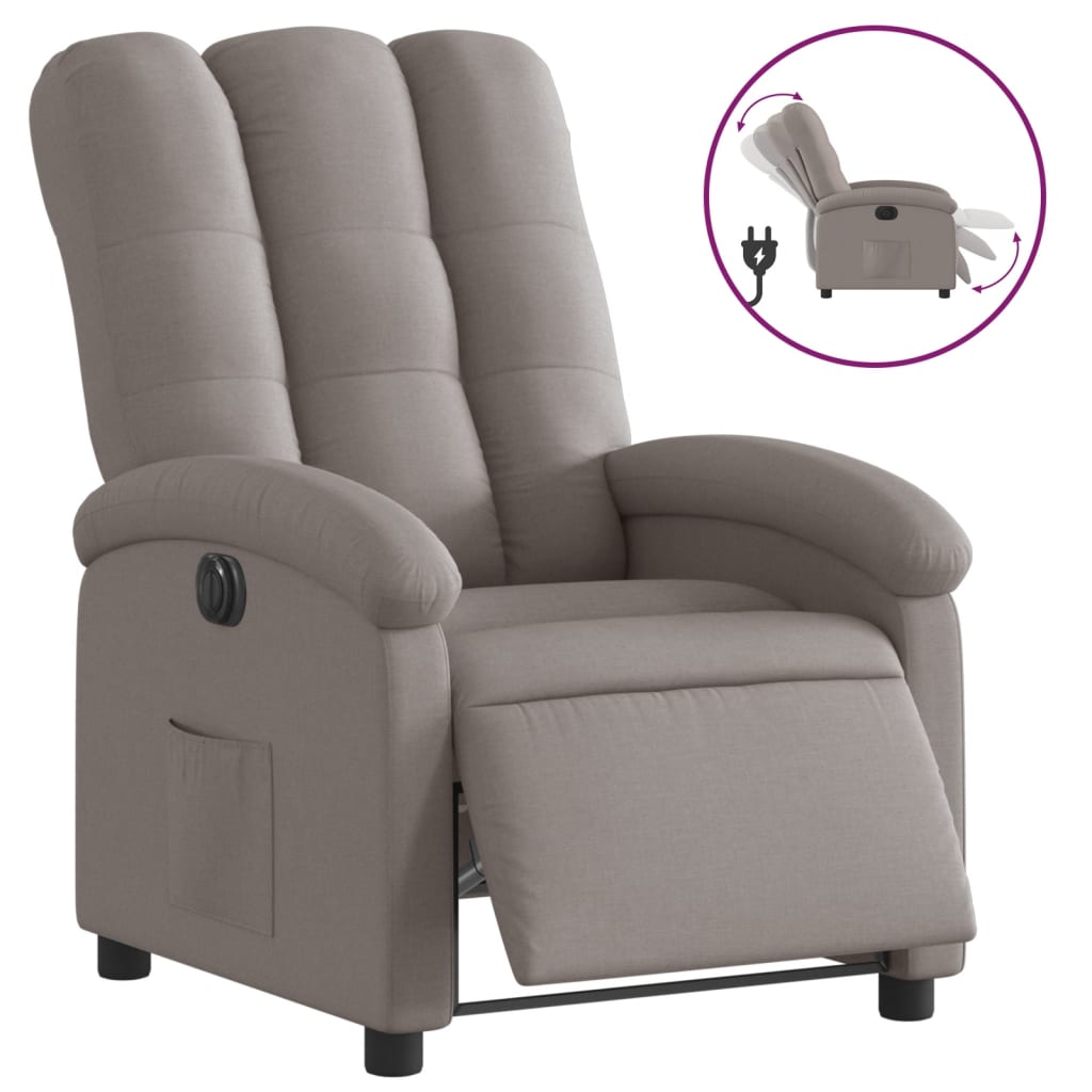 Vidaxl sillón reclinable eléctrico tela gris taupé