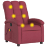 vidaXL Poltrona de massagens reclinável tecido vermelho tinto