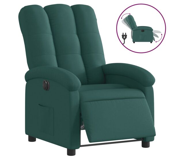 Vidaxl sillón reclinable eléctrico tela verde oscuro