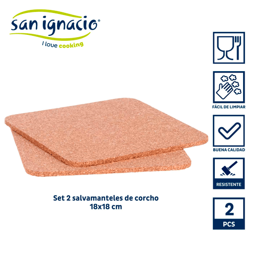 Conjunto de 2 bases quadradas de cortiça coleção KINVARA