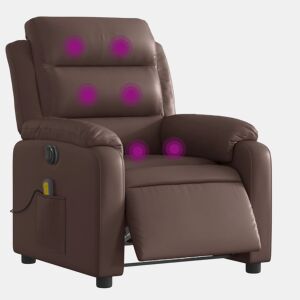 vidaXL Poltrona massagens reclinável elétrica couro artif. castanho