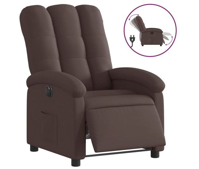 Vidaxl sillón reclinable eléctrico tela marrón oscuro