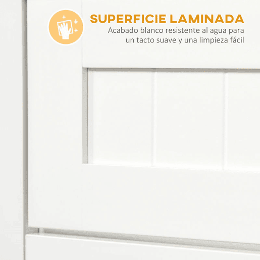 HOMCOM Móvel Auxiliar de Cozinha Móvel para Micro-Ondas Aparador de Cozinha com Gaveta Prateleira 2 Portas Compartimento Desenho Anti-Tombo para Sala de Jantar 60x40x122,5 cm Branco