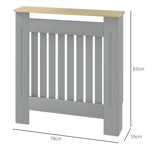 HOMCOM Cobre Radiadores 78x19x83 cm Cobertura para Radiador de MDF para Sala, Quarto ou Corredor - Cinzento